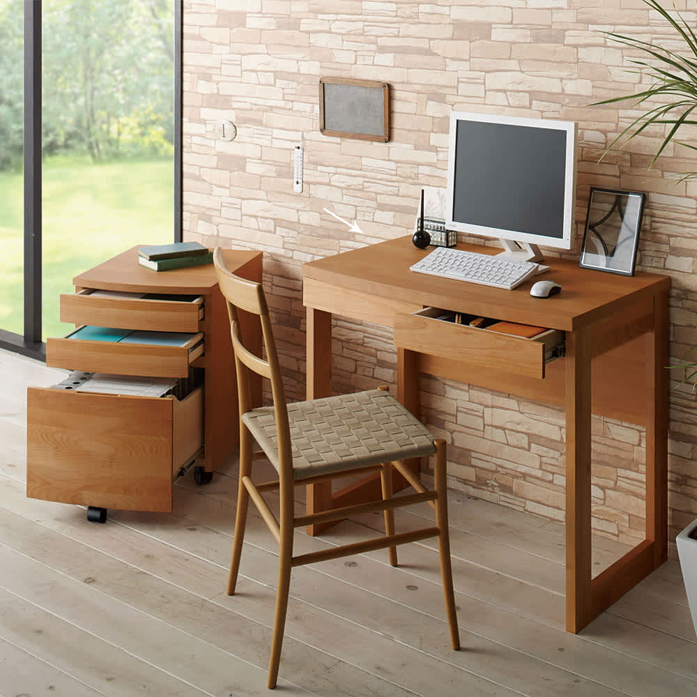 アルダー天然木 アールデザインデスクシリーズ デスク・幅80.5cm 通販