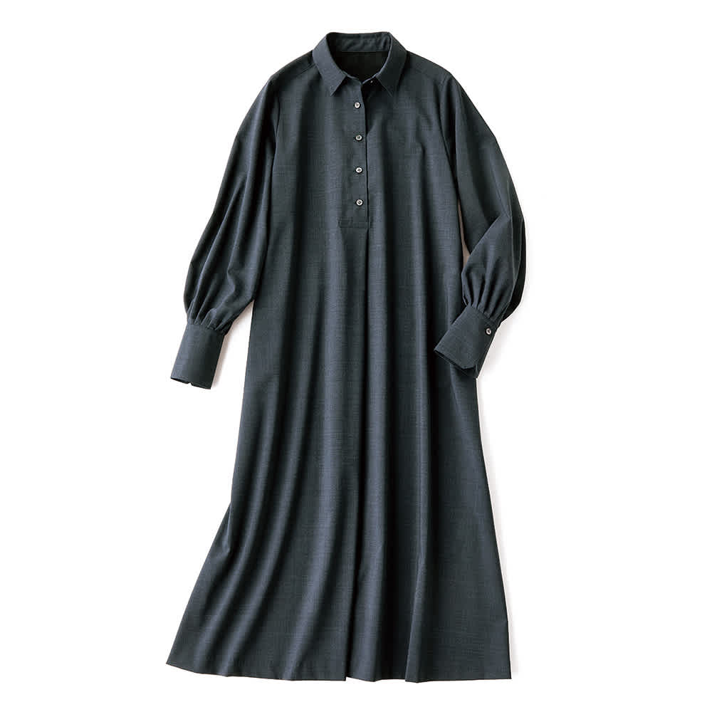 ウール混 フレアー シャツワンピース 通販 - ディノス