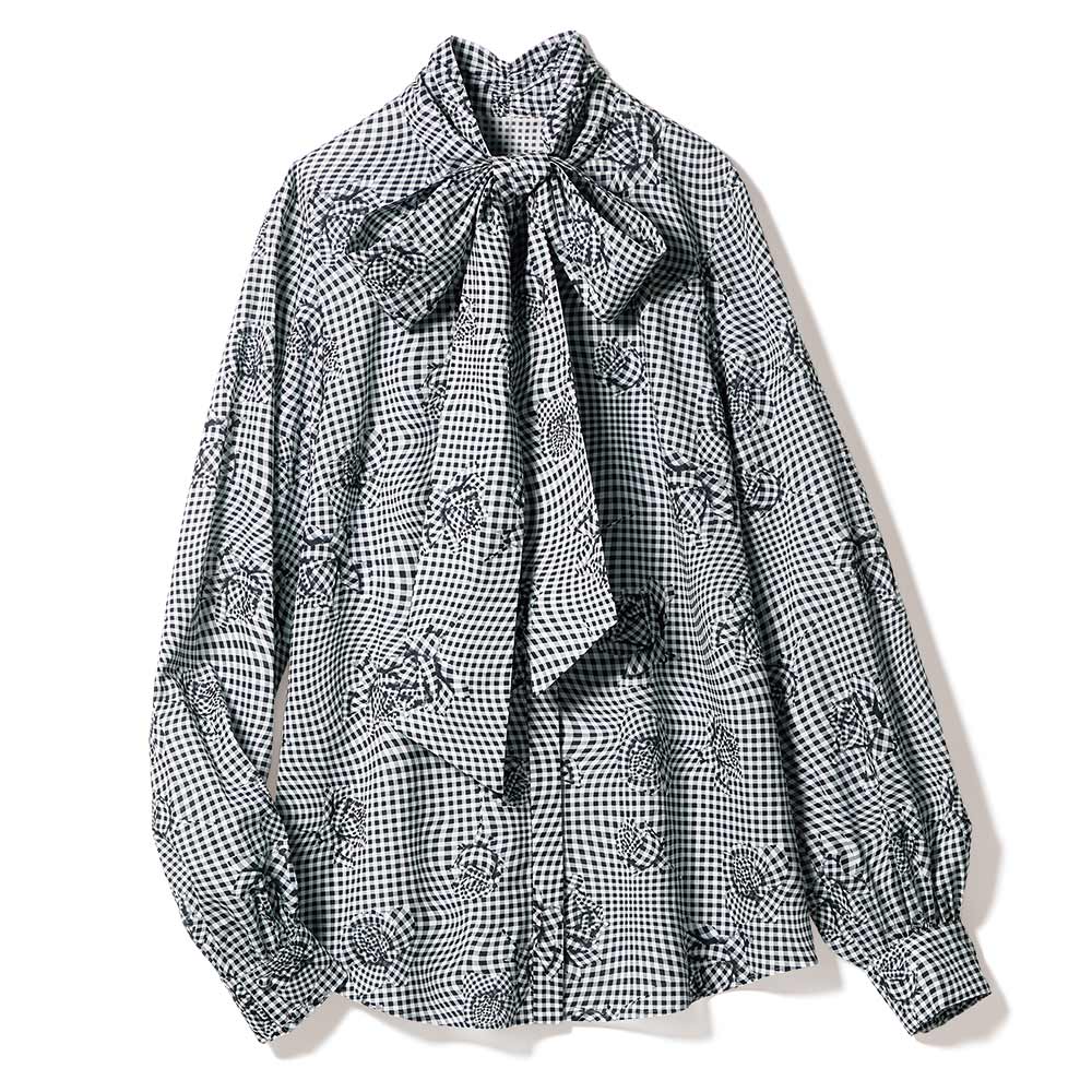 ラッティ社 ローズ＆ギンガムチェック ボウタイ ブラウス 通販 - ディノス