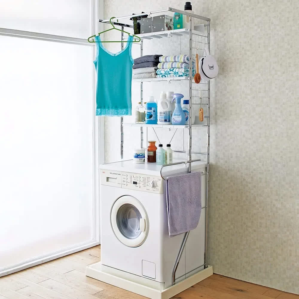 驚きのパイプ幅1.2cm すき間に収まるランドリーラック 棚3段 通販