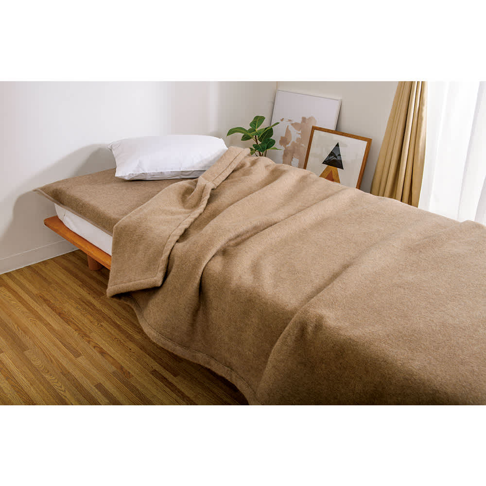 洗える無染色カシミヤ毛布（毛羽部） ブラウンカシミヤお得な掛け敷き
