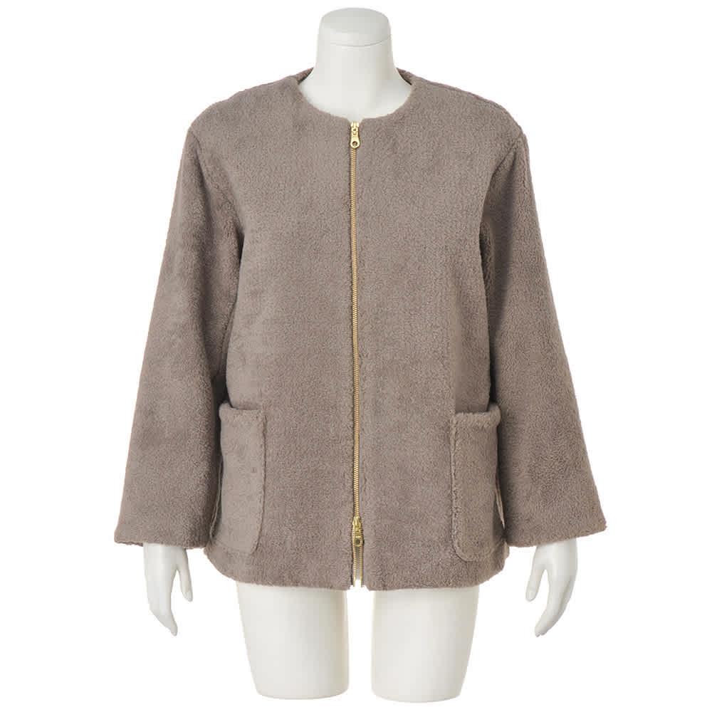 ウール混ボア ノーカラー ハーフコート 通販 - ディノス