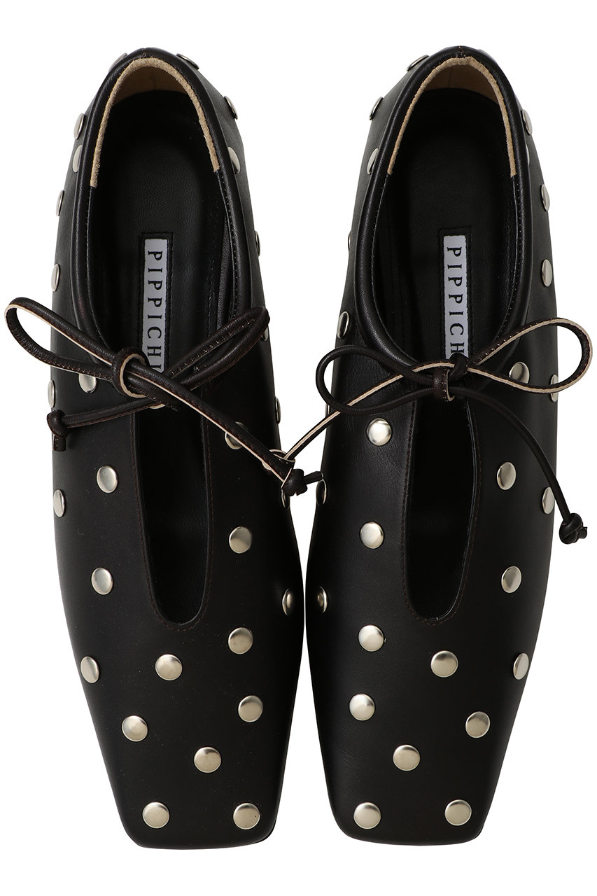 PIPPICHIC(ピッピシック)｜AMBER スタッズフラットシューズ/ダーク