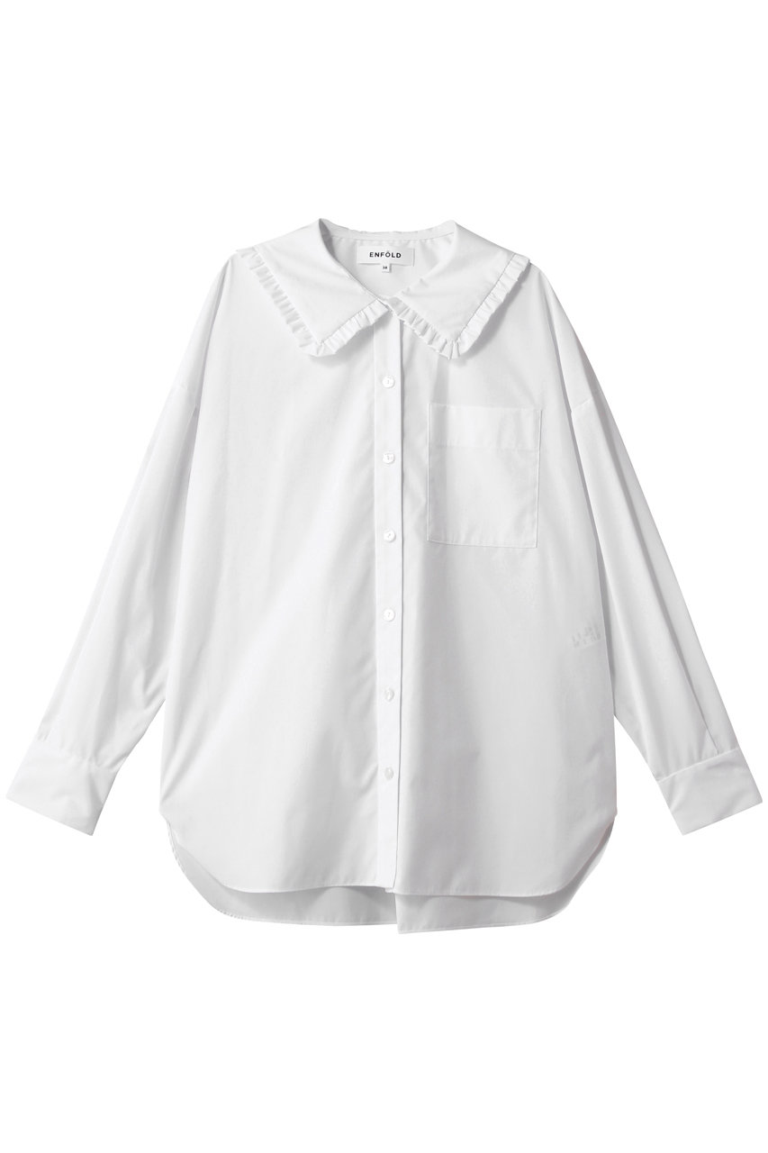 ENFOLD(エンフォルド)｜FRILL-COLLAR SHIRT/シャツ/ホワイト の通販