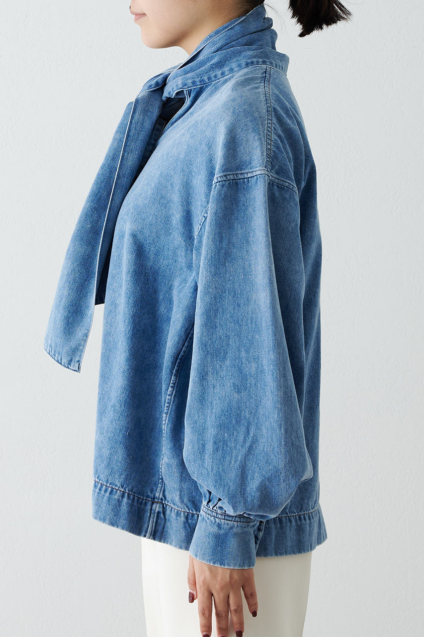 Whim Gazette(ウィム ガゼット)｜DENIMボウブラウス/インディゴブルー