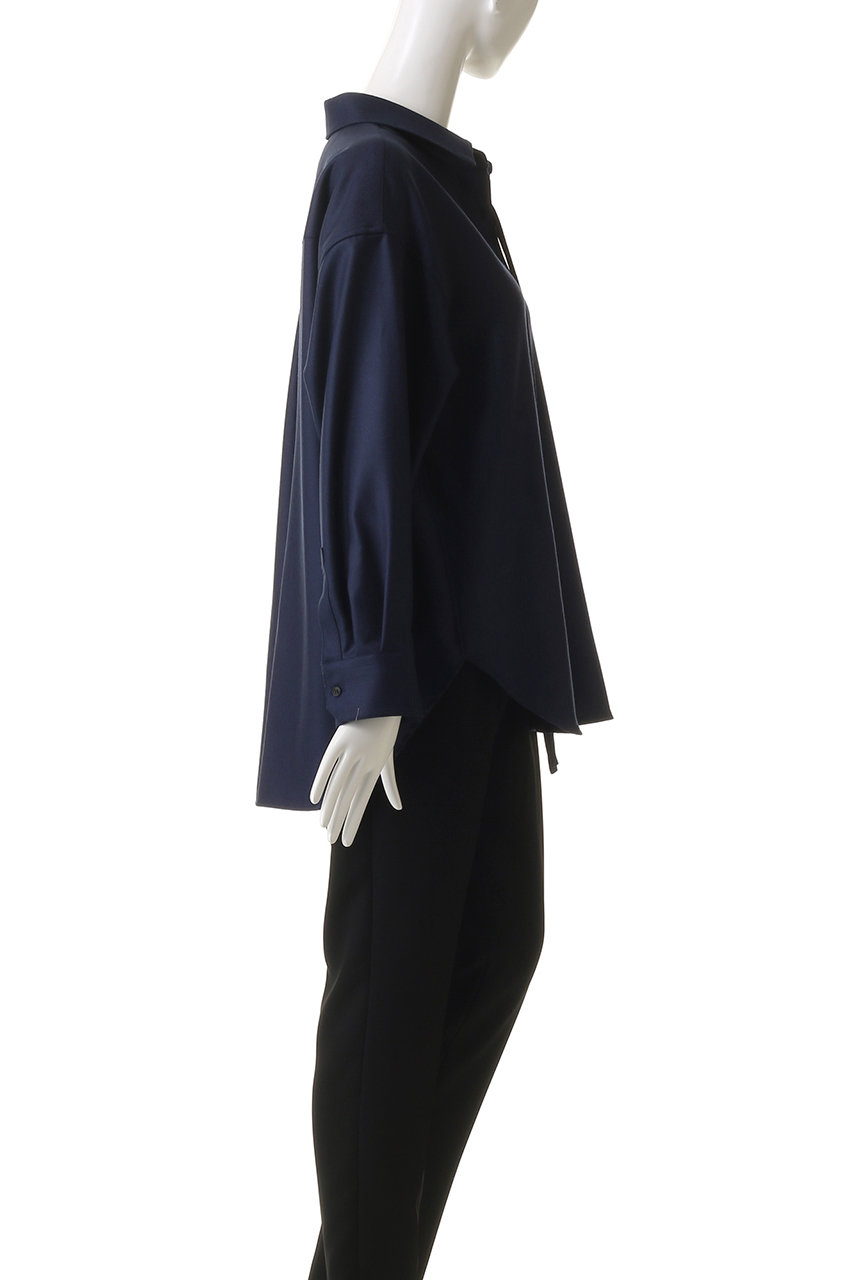 ebure(エブール)｜ウールサキソニー リボンタイシャツ/ダークブルー の