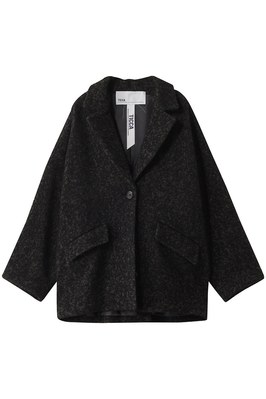 TICCA(ティッカ)｜ミックスツイードジャケコート/ブラックミックス の