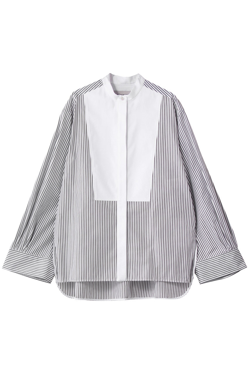 DEPAREILLE(デパリエ)｜コットンノーカラーブザムシャツ/ストライプ の