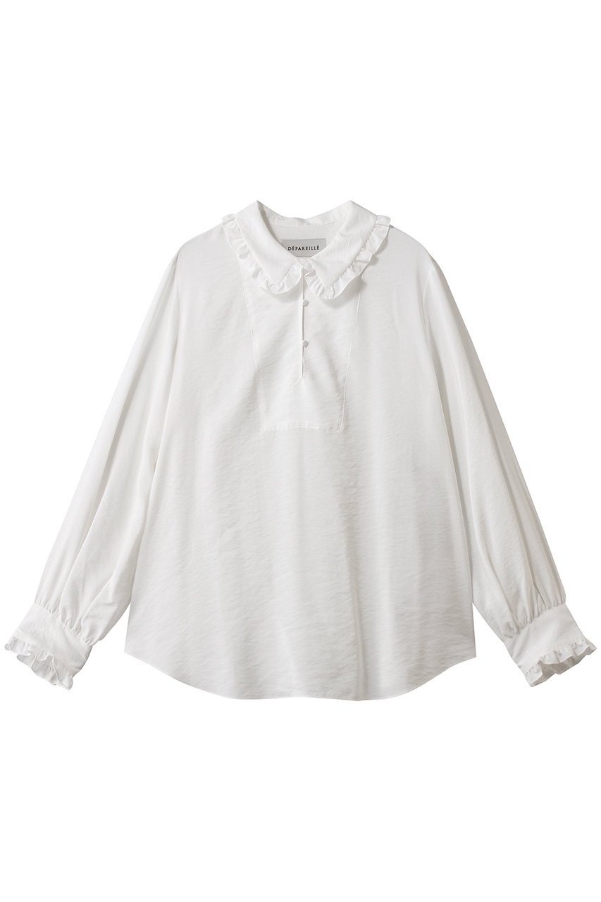 DEPAREILLE(デパリエ)｜シルクフリルブラウス/ホワイト の通販