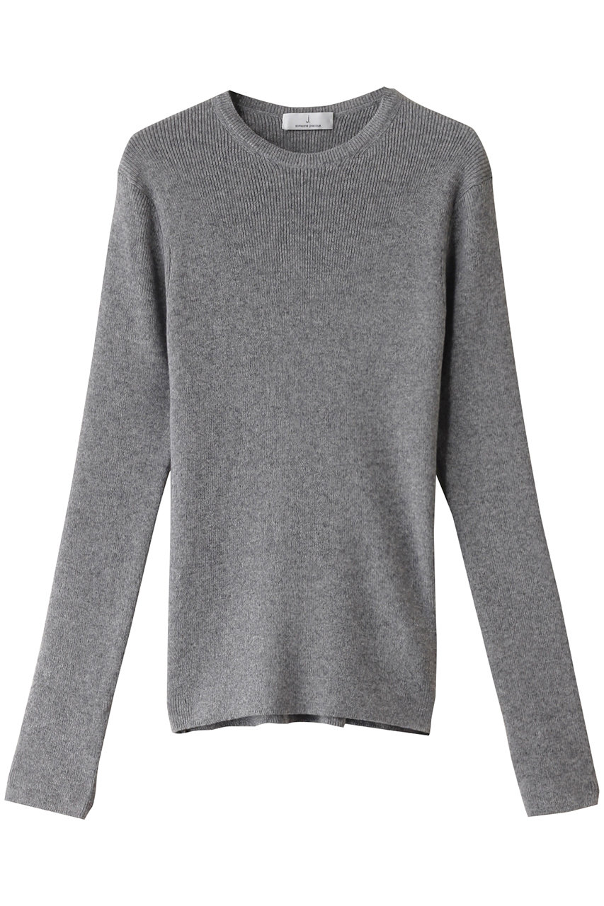 j.(ジェイドット)｜シルクカシミヤクルーネックセーター/グレー の通販