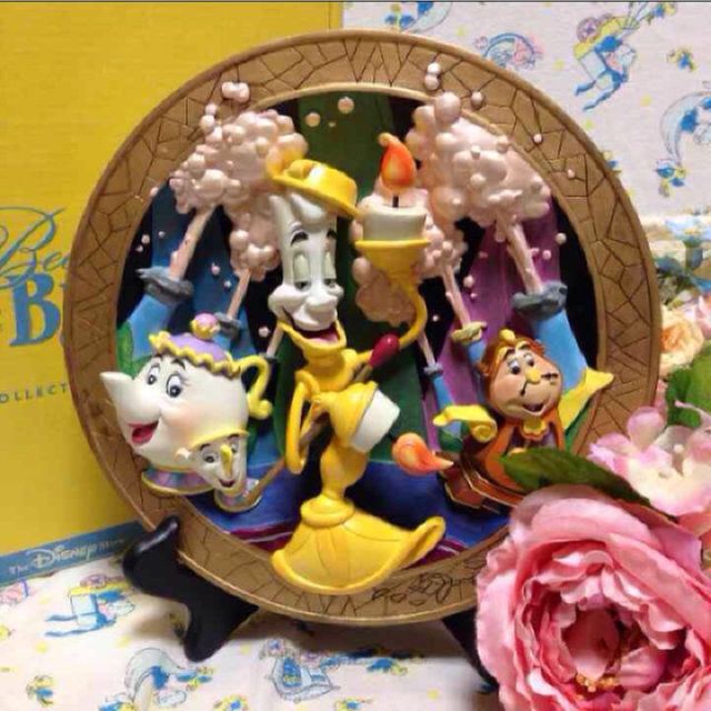 ディズニー 美女と野獣 絵皿 3D レリーフ プレート 世界5000個限定