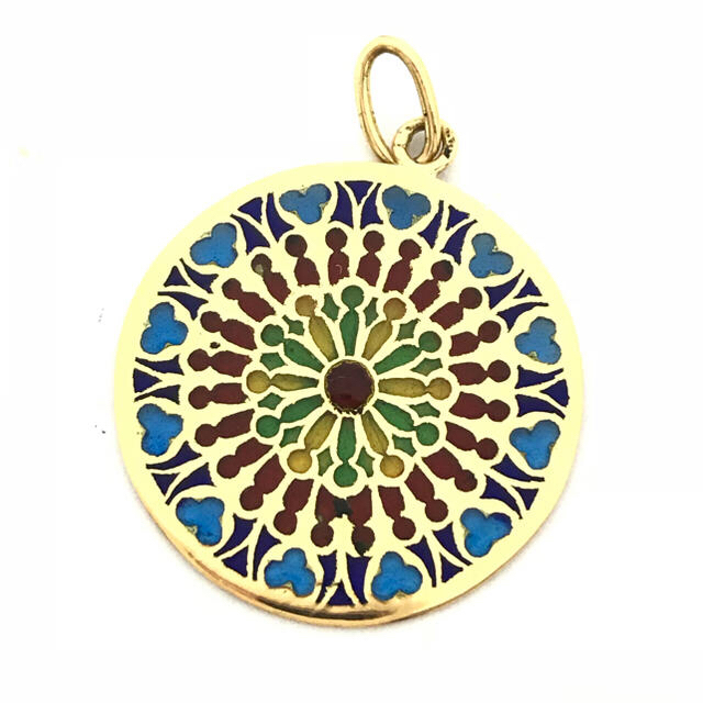 K18 エマイユ 七宝パリノートルダム大聖堂 北窓 ステンドグラス