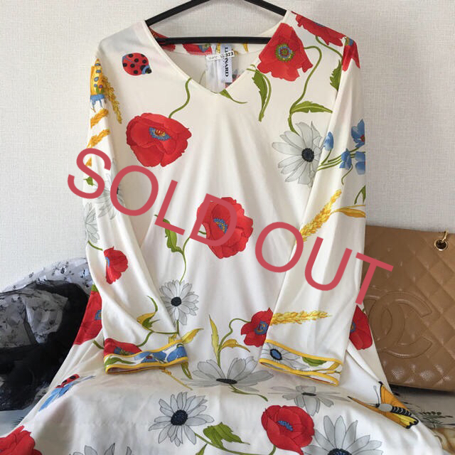 タグ付き新品☆LEONARD レオナール ミニワンピース チュニック 半袖 40