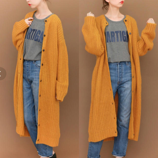 KBF - KBF モヘヤ 2WAY ロングカーディガン イエローの通販 by megane