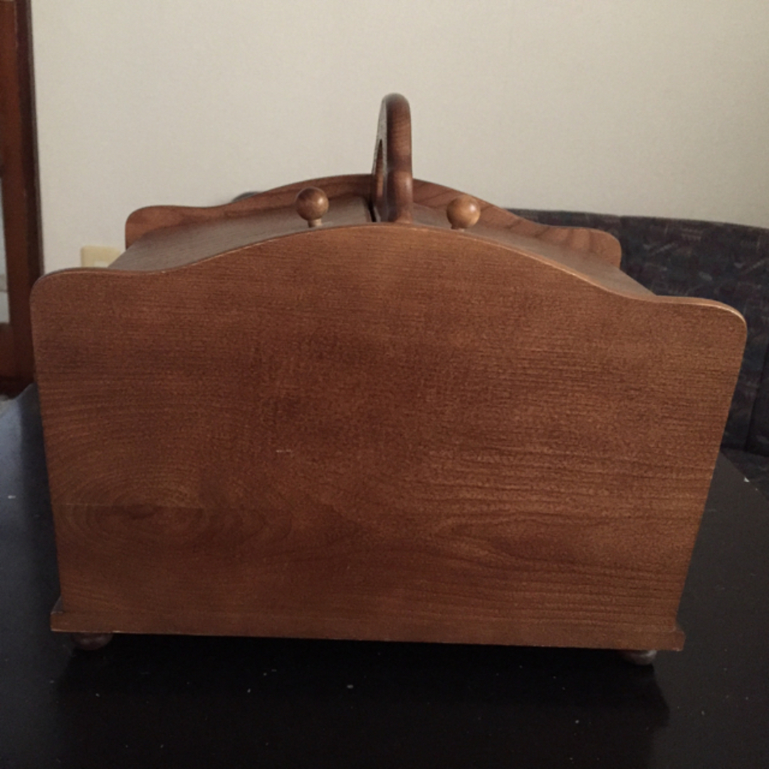 箱あり】G-wood 裁縫箱 木製 アンティーク ソーイングボックス 木箱の