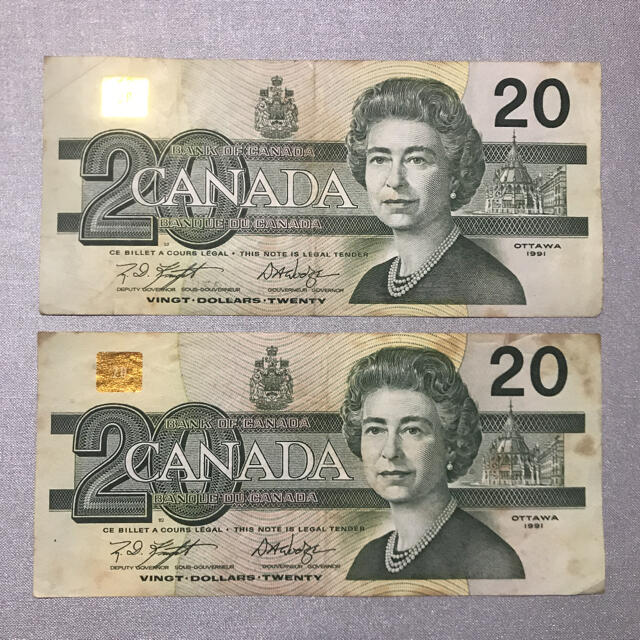 るう様】カナダドル旧紙幣 20ドル札 2枚の通販 by エミン's ｜ラクマ