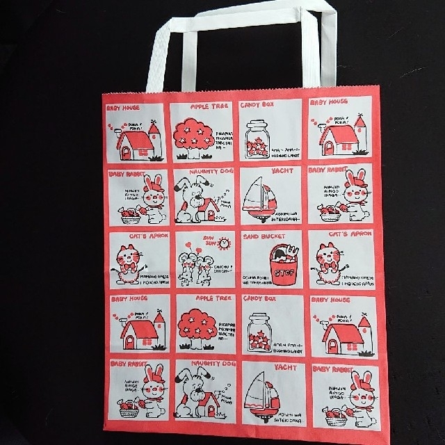 昭和レトロ新品、未使用 ファンシーショップ紙袋(取って付き)5枚入りの