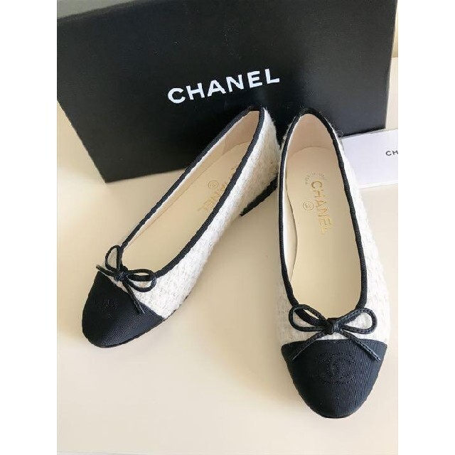 美品 CHANEL ツイード バレエシューズ バレリーナ 37 24 シャネル 美品