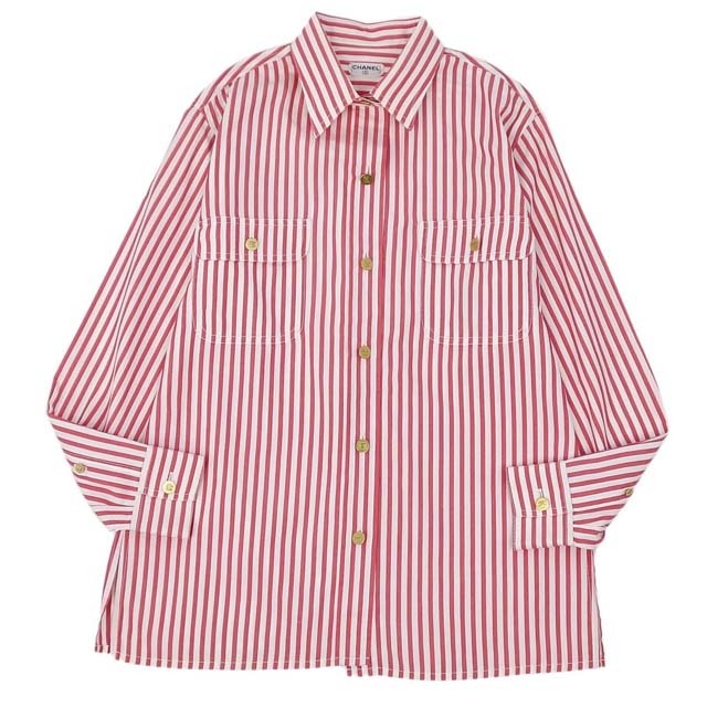 CHANEL - Vintage シャネル シャツ ブラウス ストライプ ココマーク M