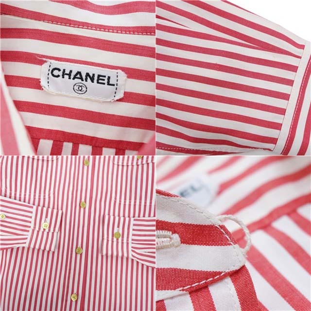 CHANEL - Vintage シャネル シャツ ブラウス ストライプ ココマーク M