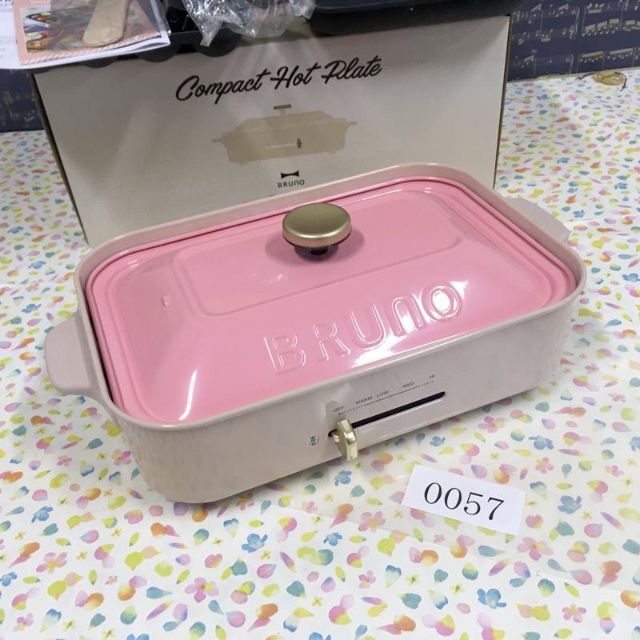 美品 ブルーノ コンパクトホットプレート ピンクベージュ+オマケ 0057