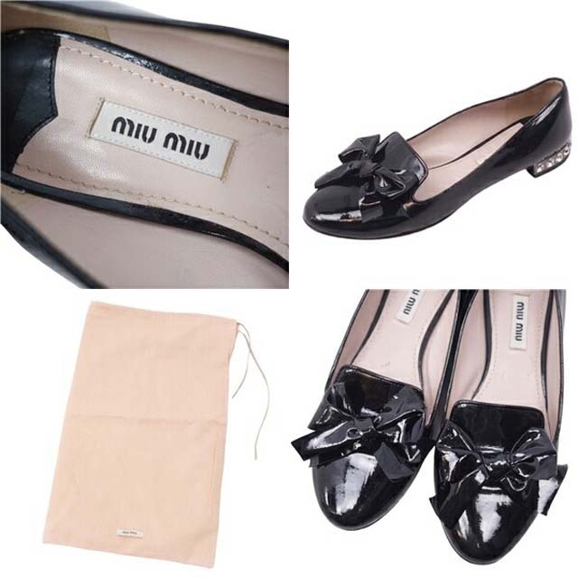 MIU MIU - ミュウミュウ パンプス パテントレザー エナメル ビジュー