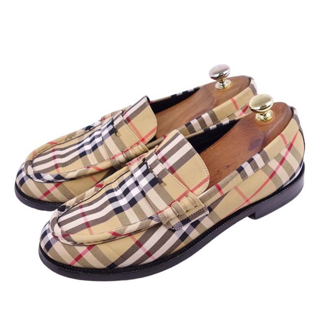 BURBERRY - バーバリー ローファー チェック キャンバス モカシン