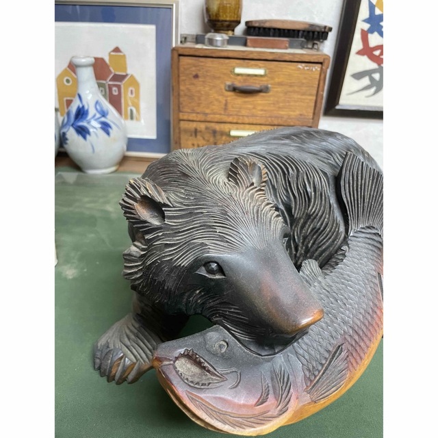 アイヌ民族 作家物 白伊作 木彫り熊 一刀彫 北海道美術 郷土玩具