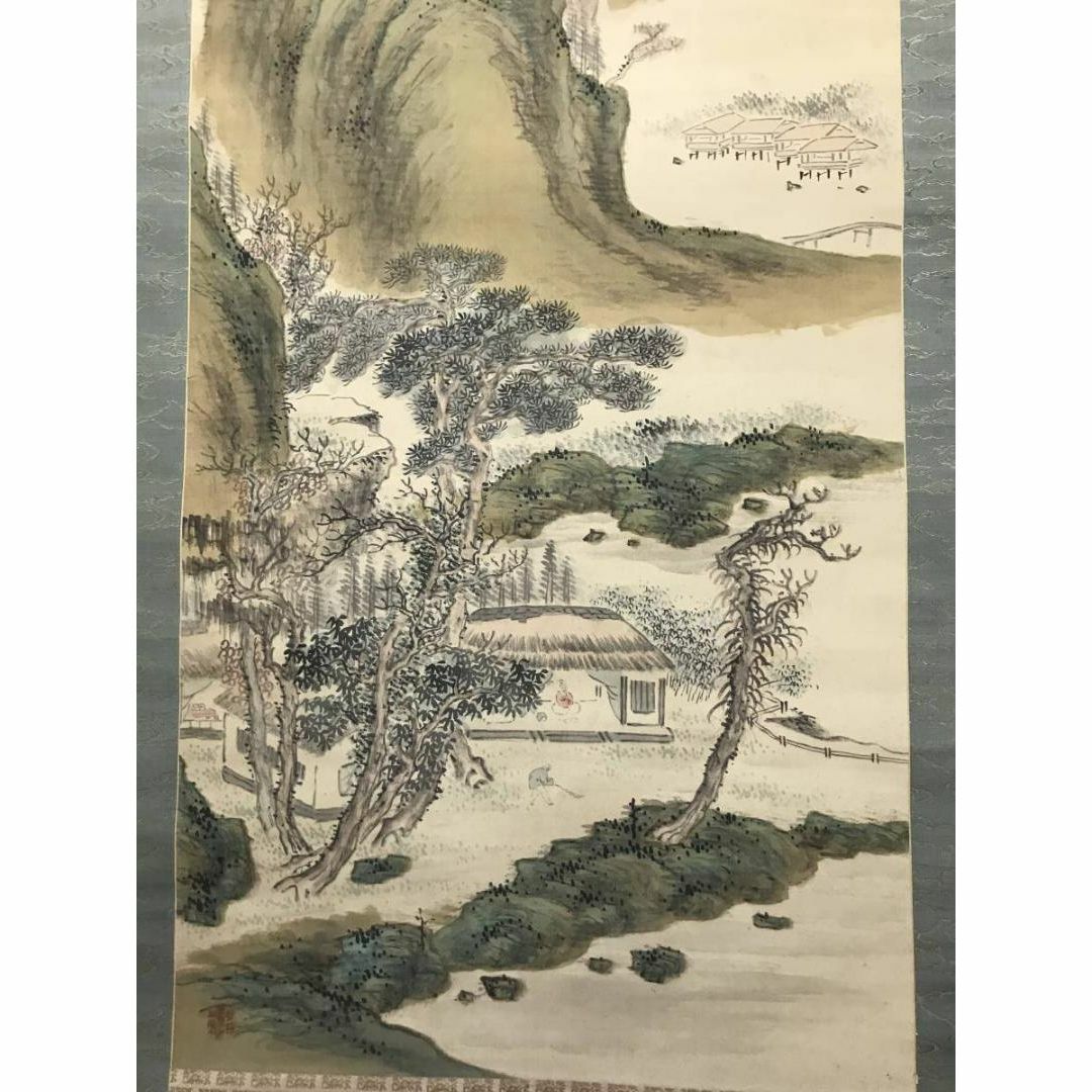 真作】帆足杏雨/青緑山水人物図/掛軸☆宝船☆AB-870の通販 by 掛軸