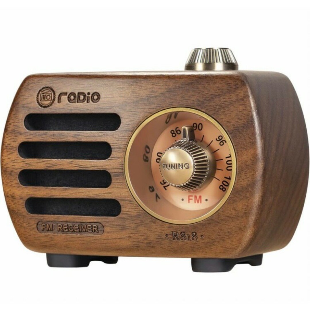 木製 ラジオ Bluetooth スピーカー ラジオ レトロ 充電式 ベースの通販