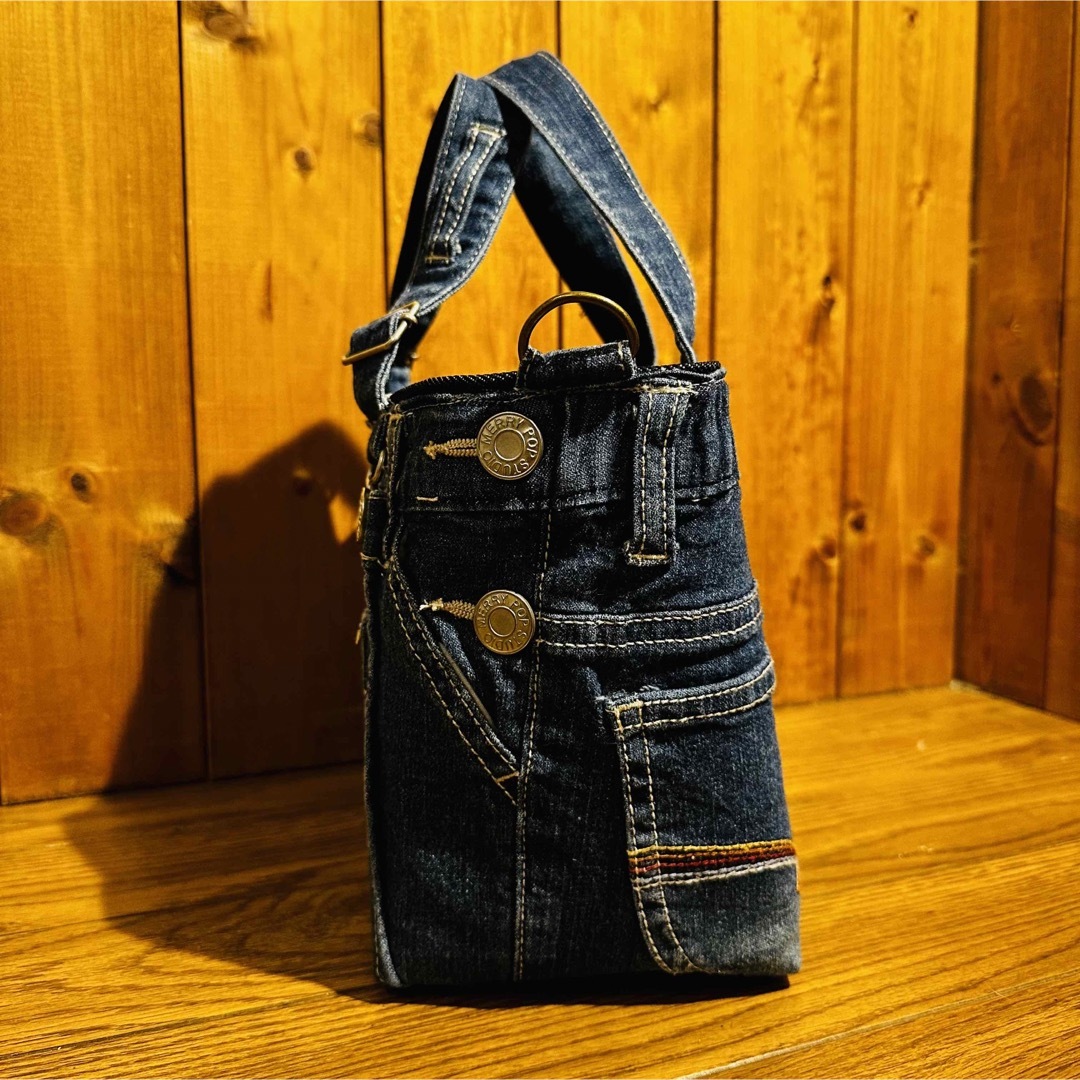 ハンドメイド オーバーオール トートバッグ デニムリメイク サロペット