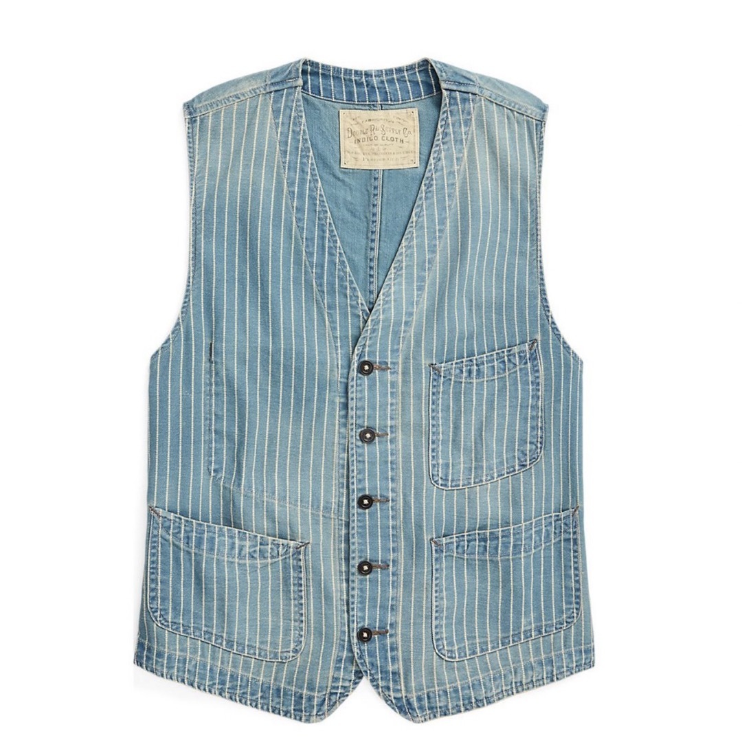 DOUBLE RL ストライプデニムベスト S/TP RRL ストライプベスト DOUBLE
