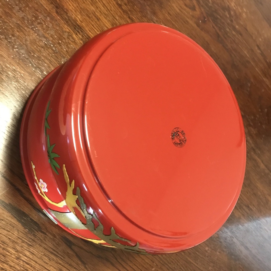 重箱/琉球漆器 丸型二段重箱(箱入り未使用品) 松竹梅 重箱/琉球漆器 丸