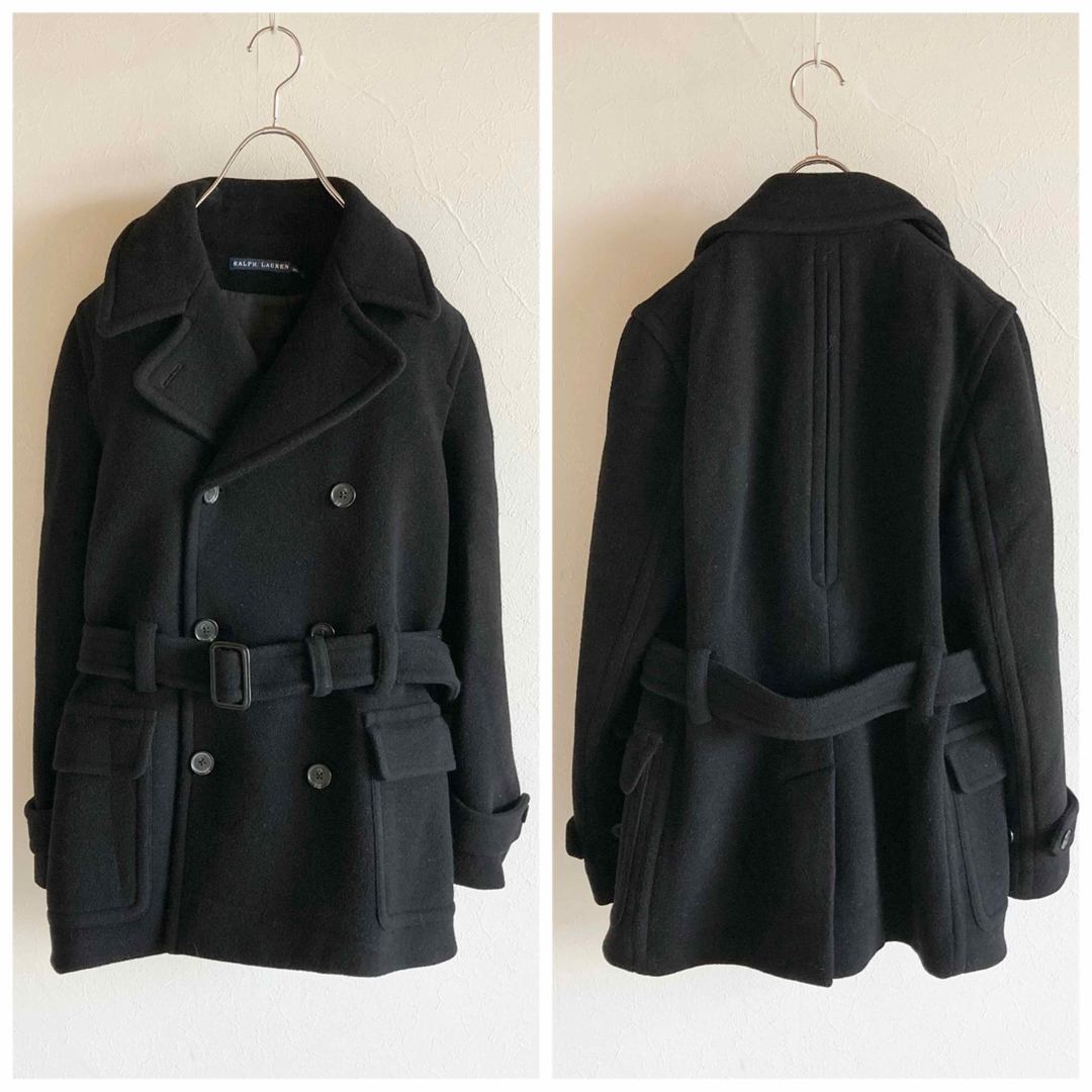 Ralph Lauren - ラルフローレン ベルト付 ウールメルトン Pコート 黒