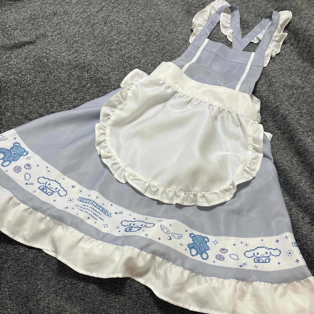サンリオ - 新品 シナモンロール エプロン フリルエプロン 水色 ヘッド