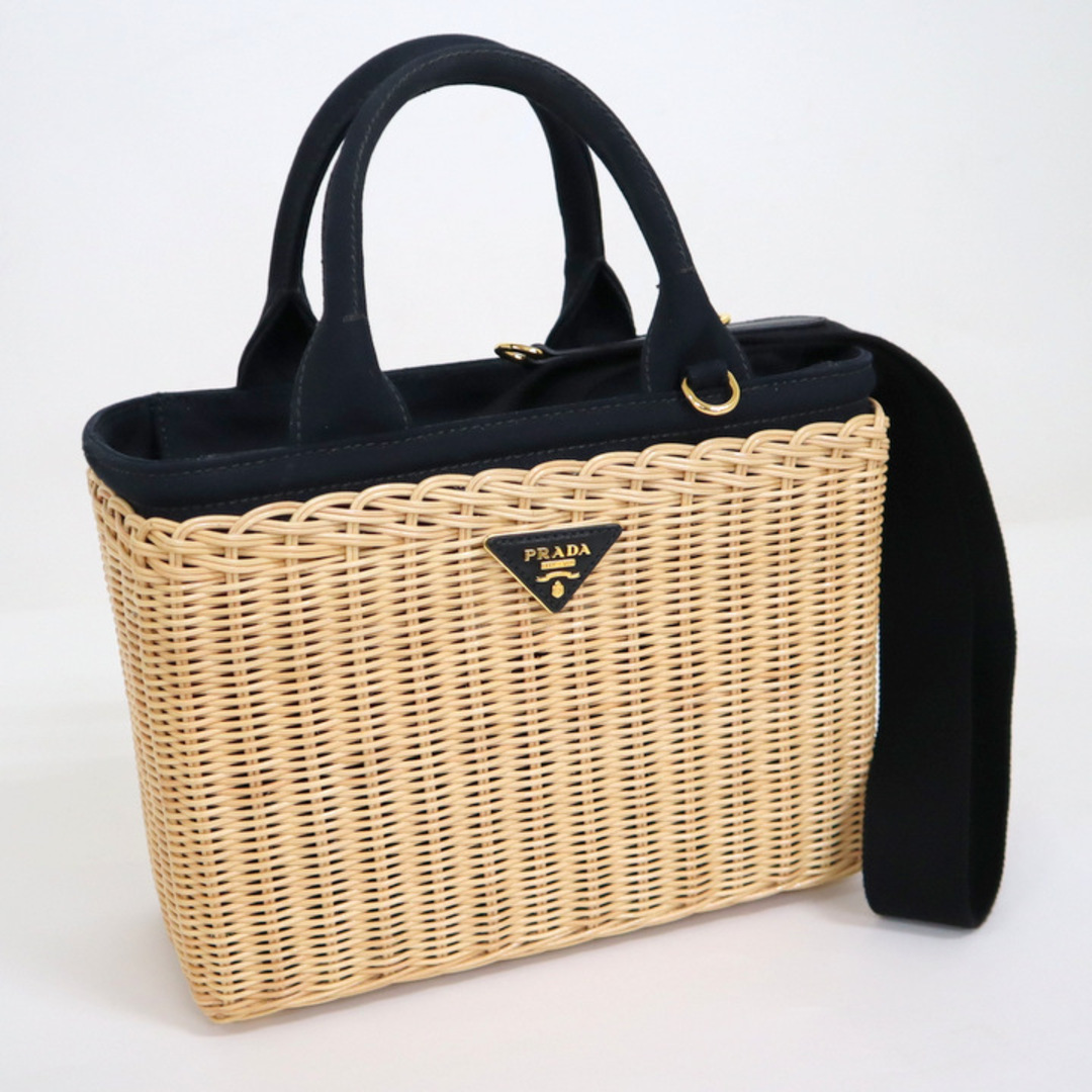 PRADA - 【PRADA】プラダ ウィッカーカナパ かごバッグ ナチュラル