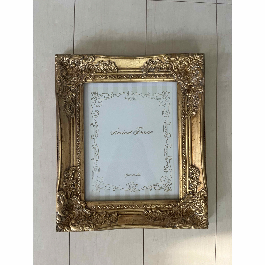 アンティーク風 雑貨 額縁 アンティーク ガラフレーム ゴールド Sの