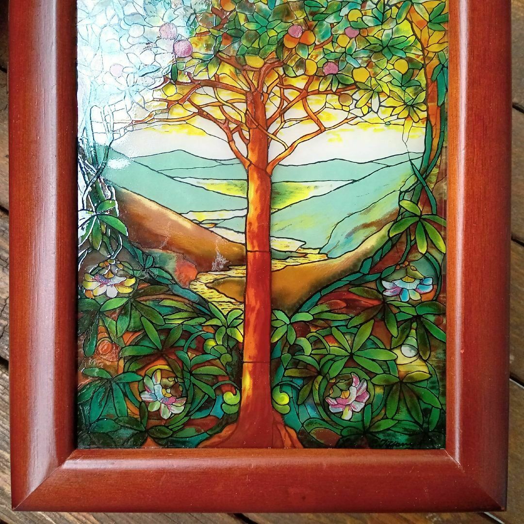 ルイス・C・ティファニー ヴィンテージ ステンドグラス 生命の木 大型