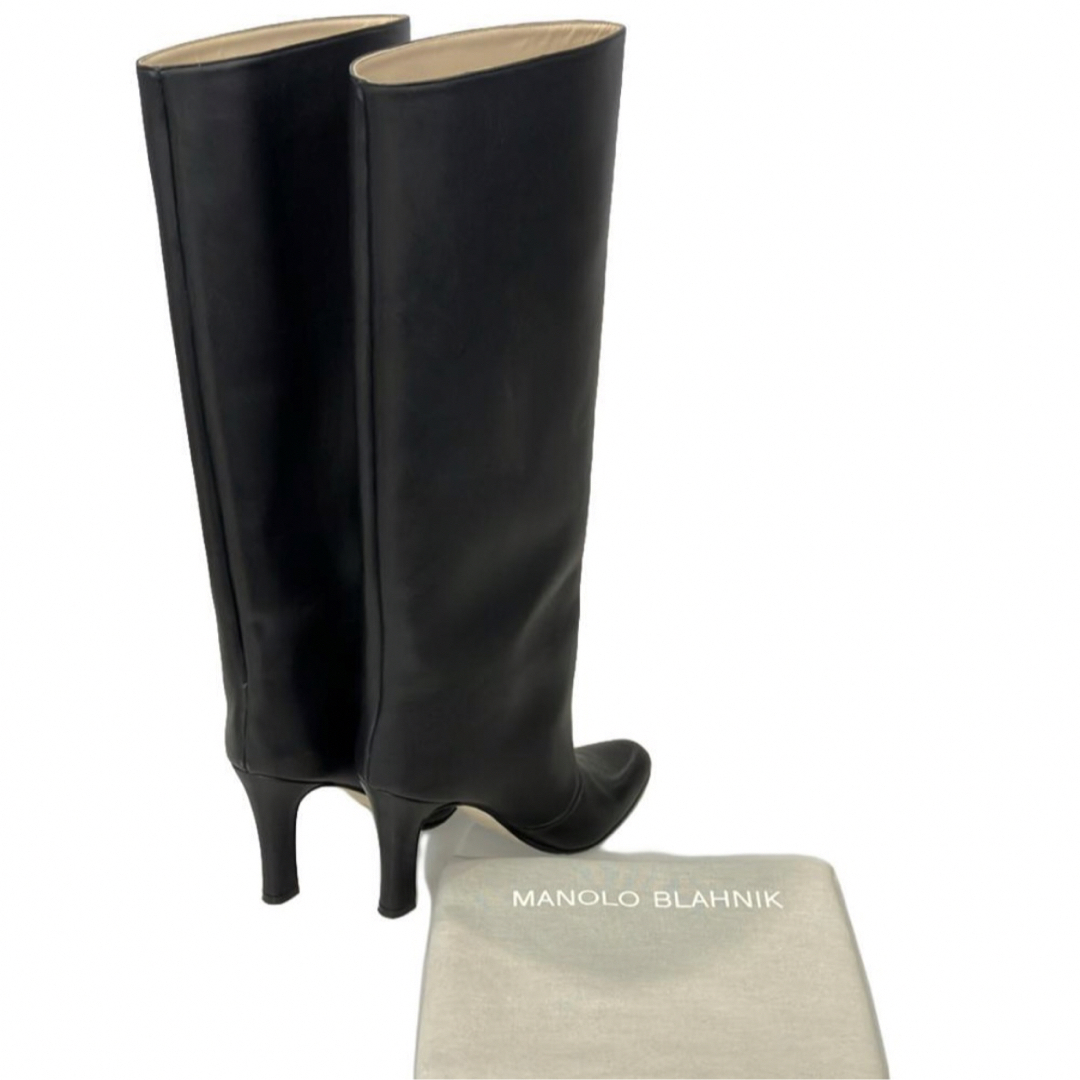 MANOLO BLAHNIK - マノロブラニク ロングブーツ ハイヒール レザー 黒