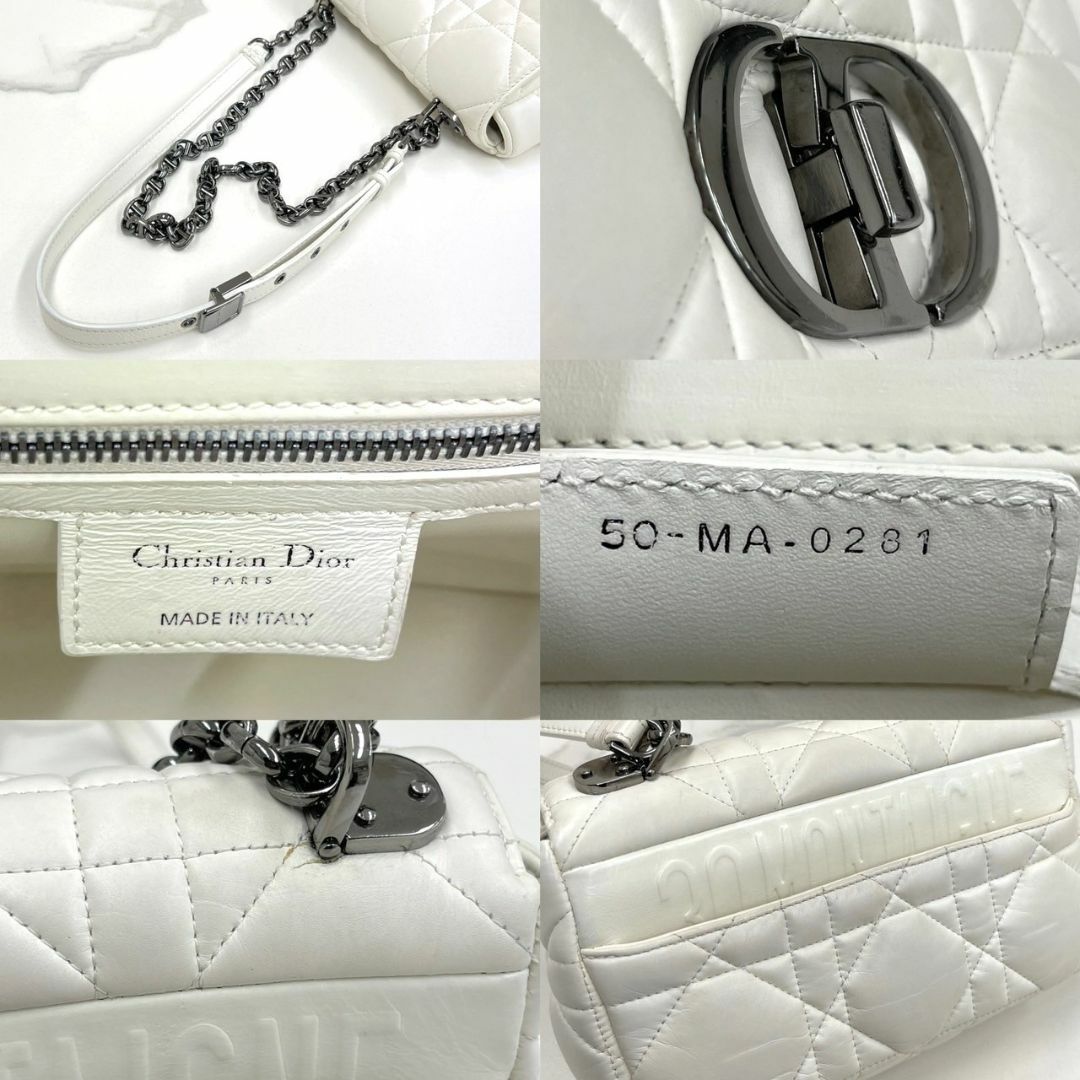 Christian Dior - ディオール カロ スモール カナージュ 白 ショルダー