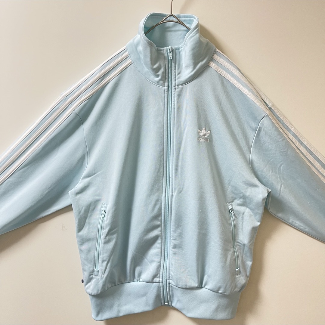 adidas - M】アディダス刺繍トラックジャケット古着ジャージトップ水色