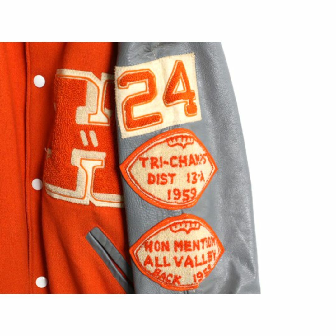 50s USA製 ☆ 襟付き 袖レザー ウール スタジャン メンズ M 程/ 50年代