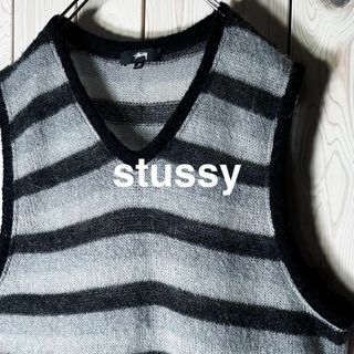Stussy ストライプ ジップアップベスト Stussy ストライプ ジップ