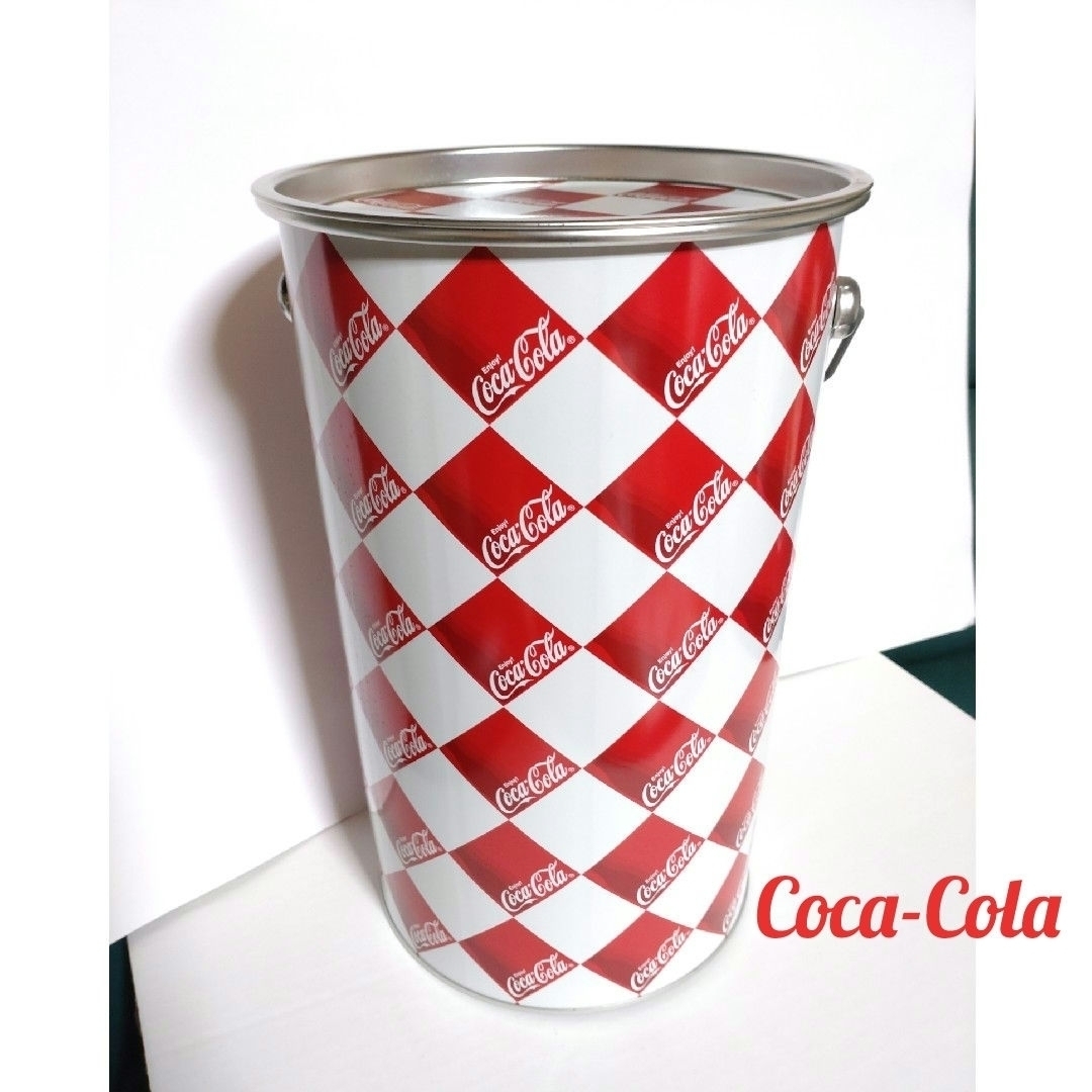 コカ・コーラ/Coca-Cola 筒型 缶 蓋付き チェック柄 赤✖白 セール 貴重