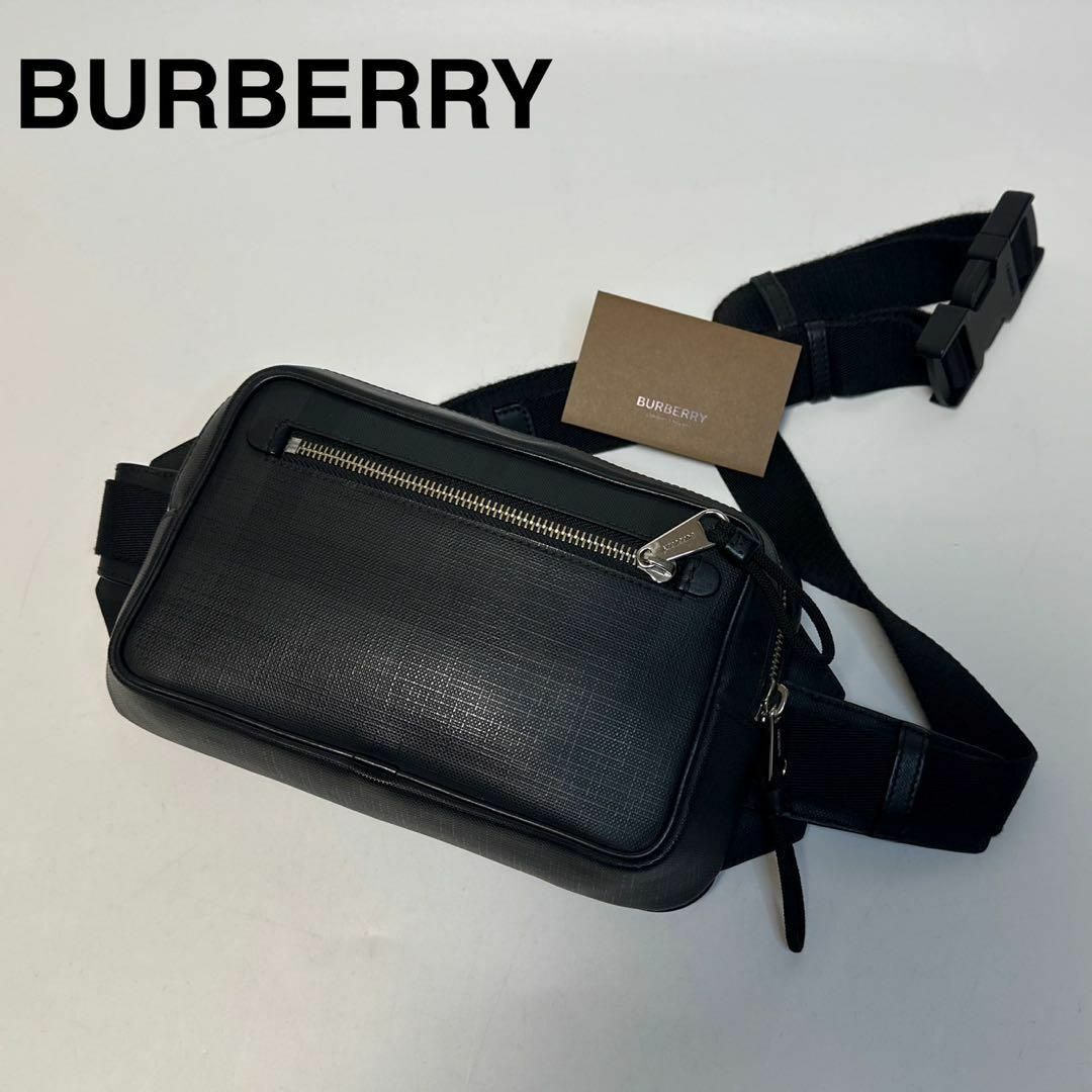 m92【未使用級】バーバリー ロンドンチェック PVC ボディバッグ ショルダー