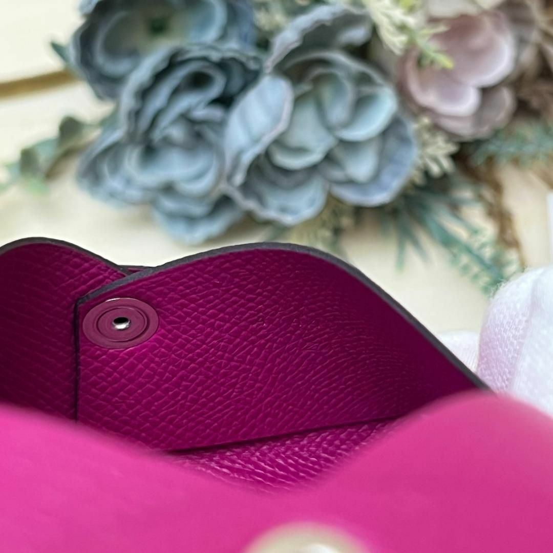 極美品 エルメス カルヴィ ローズパープル 名刺入れ コインケース 箱付き