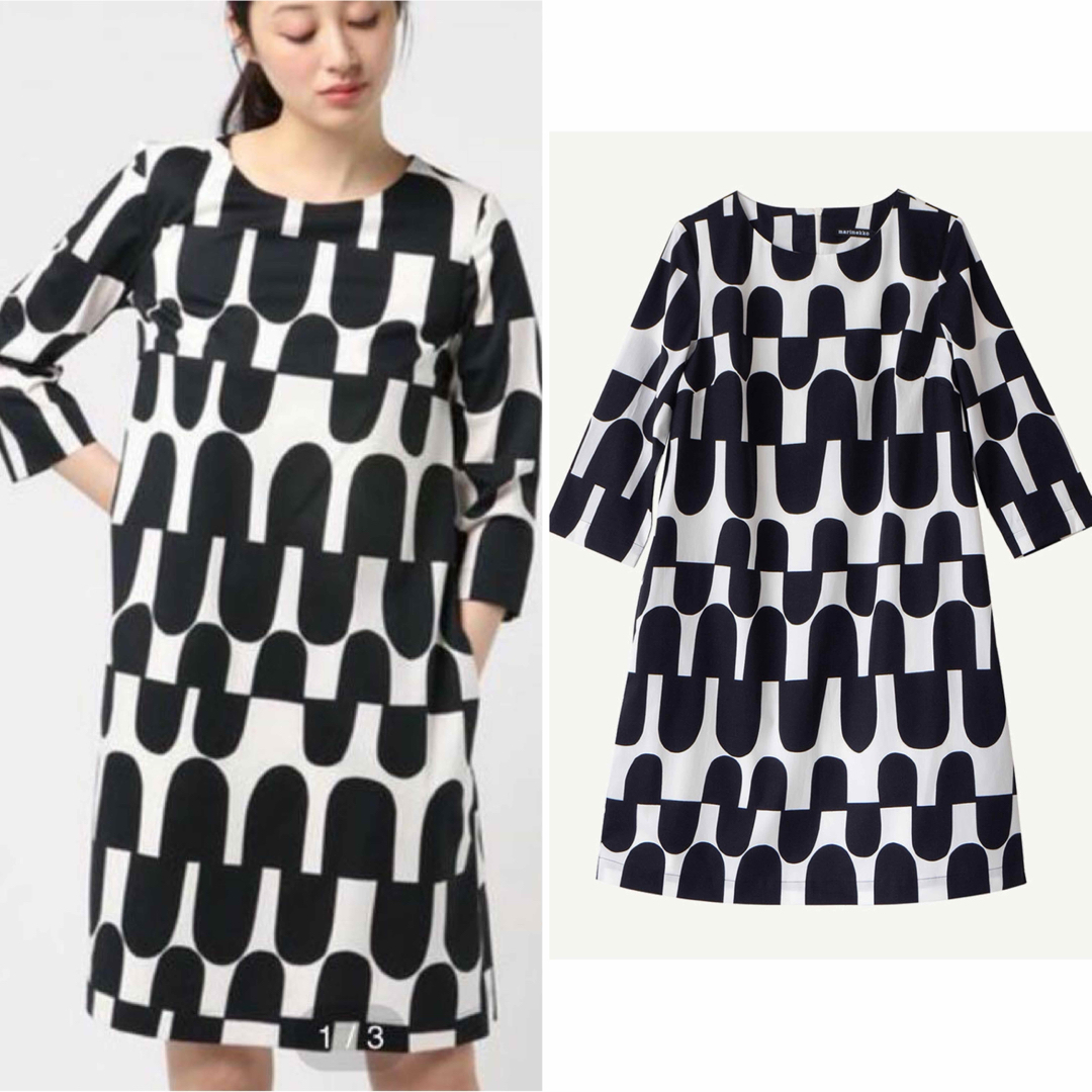 marimekko 定価3.5万 ワンピース BIAK RATSU 36 リボン