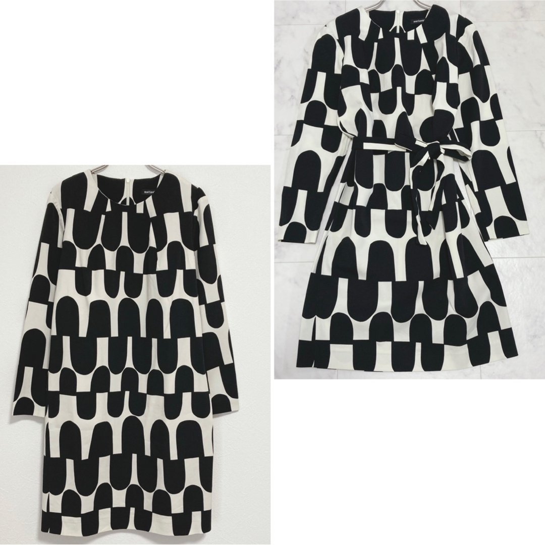 marimekko 定価3.5万 ワンピース BIAK RATSU 36 リボン