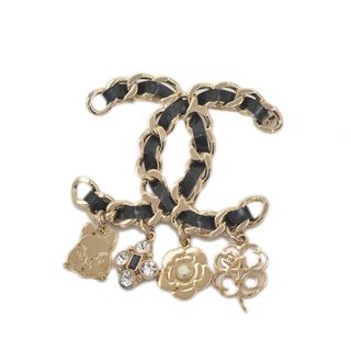 超美品 シャネル スター 星 ブローチ レジン ココマーク カーキ 17C