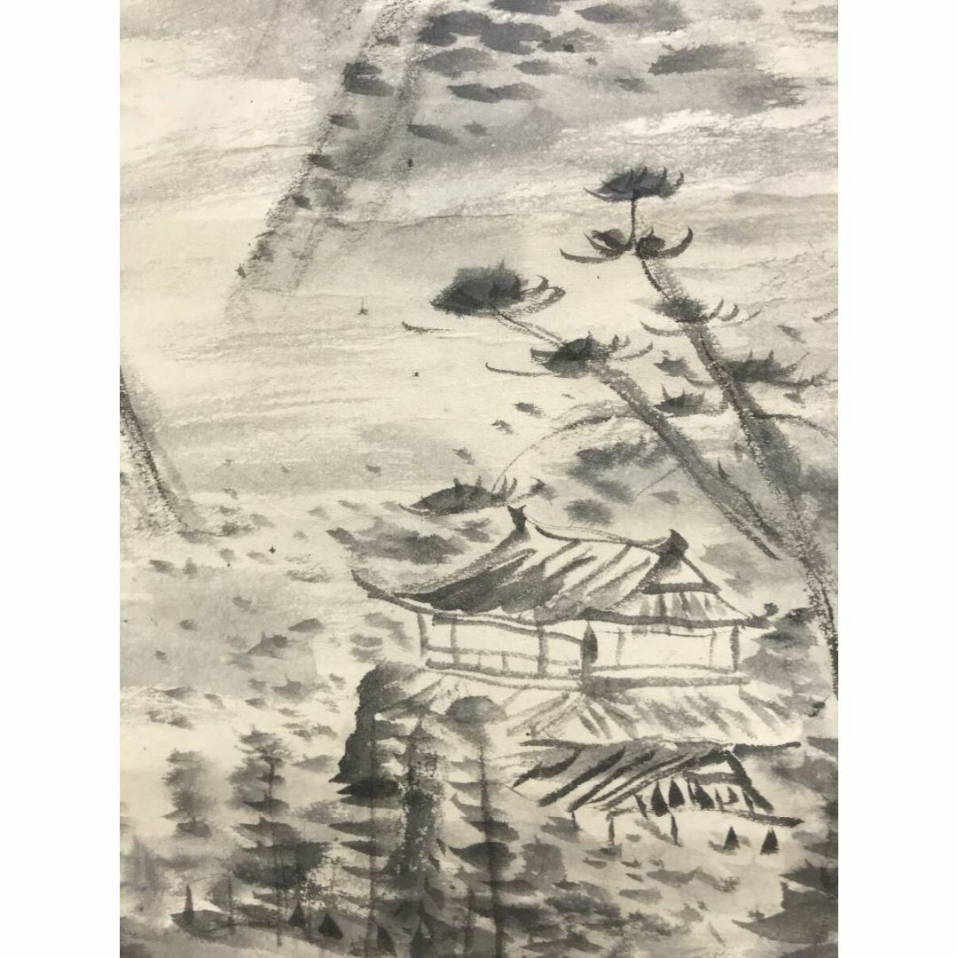 水墨画 掛軸 青樹緑陰 謝陽画 中国 絵画 山水 箱付 張大千大風堂